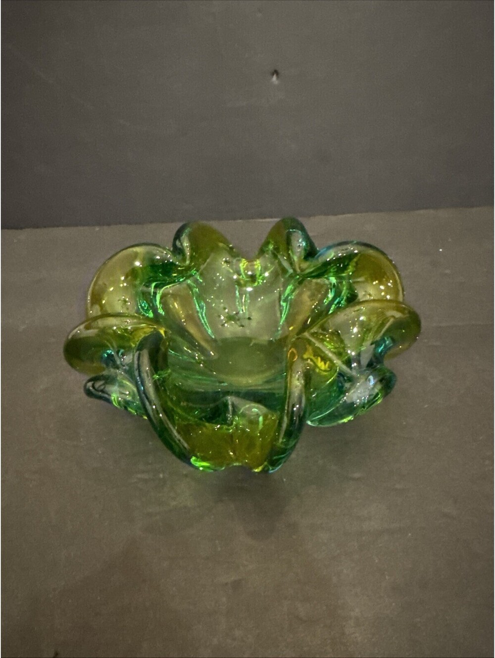 It Glows - Murano Heavy Art Glass Abstract Glass Candy Bowl 7” W By 3” H